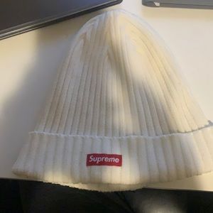 White supreme beanie